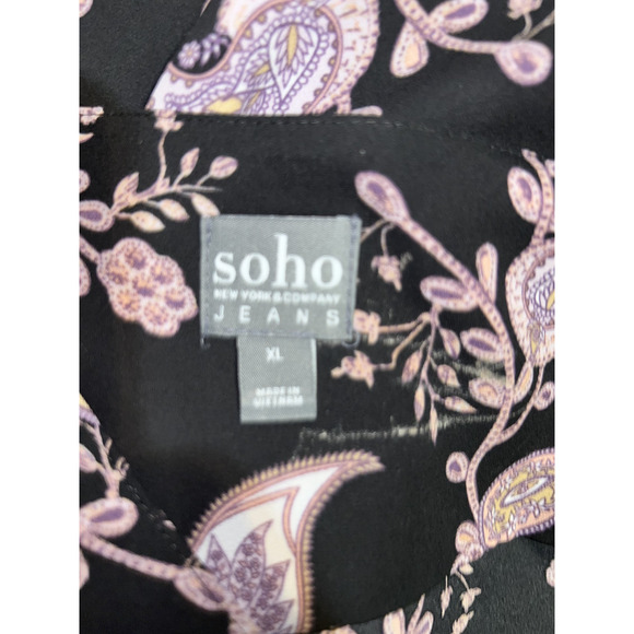 Soho New York & Company Jeans Top Women's Sz XL Floral Print Long Sleeve Blouse - Picture 6 of 6